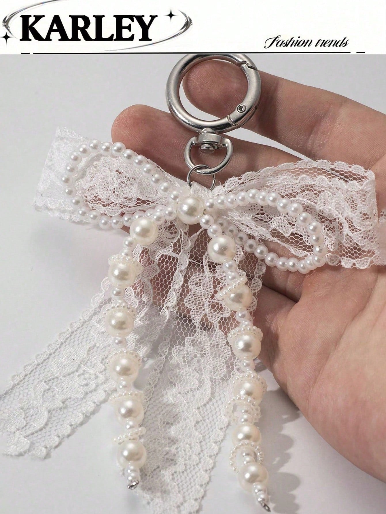 1pc Lace Bow & Pearl Keychain Wallet Pendant Y2K Beaded Bag Charm Shoe Decor Butterfly Ornament Backpack Decor Bows Keychain For Bag Car Accessories For Women