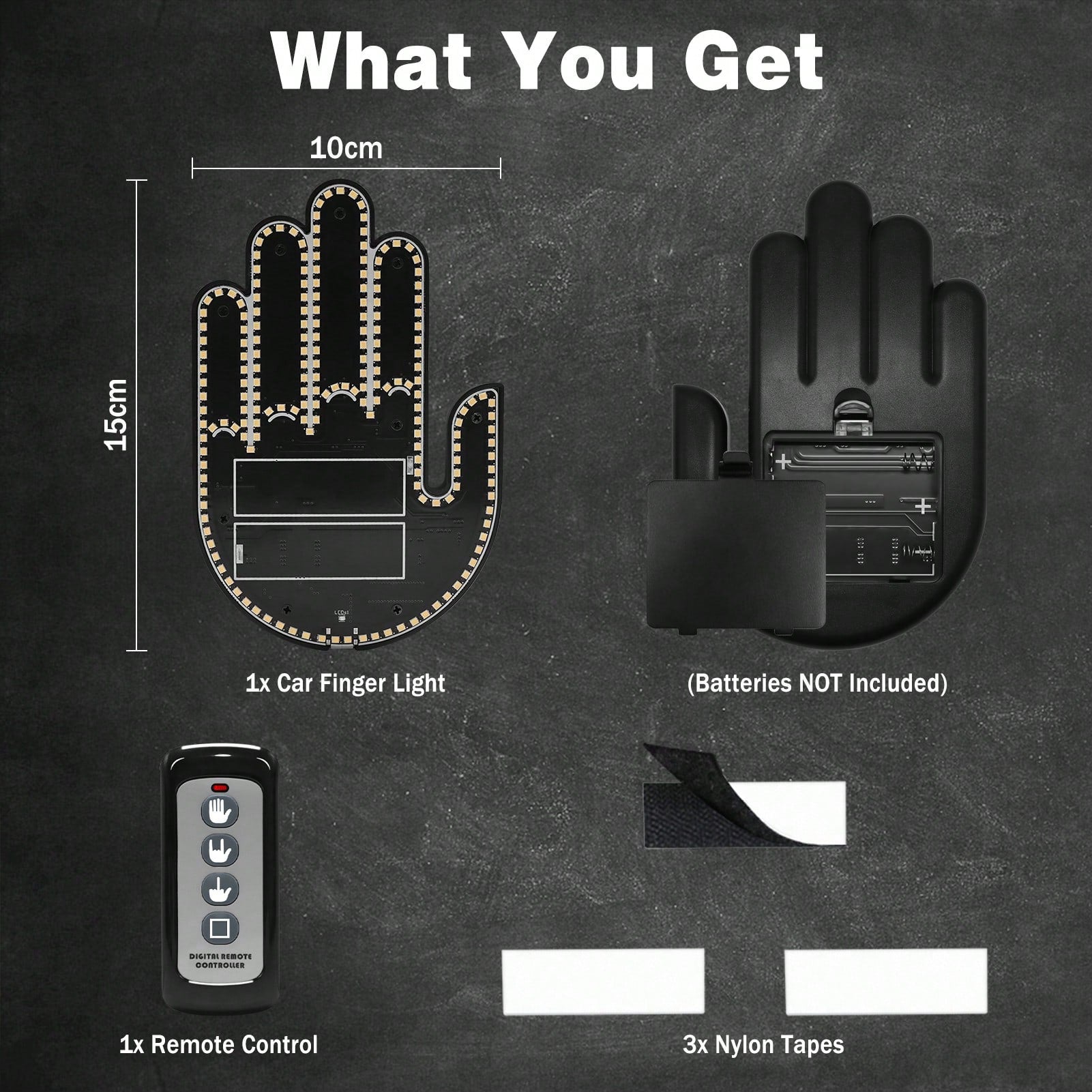 1PC-LED Gesture Light, Fun Car Decorative Light USB Interface, Adhesive Backing For Easy Installation Three Gesture Light Modes, Remote Control Operation-Car Accessories\Car\Car Accessories For Woman\