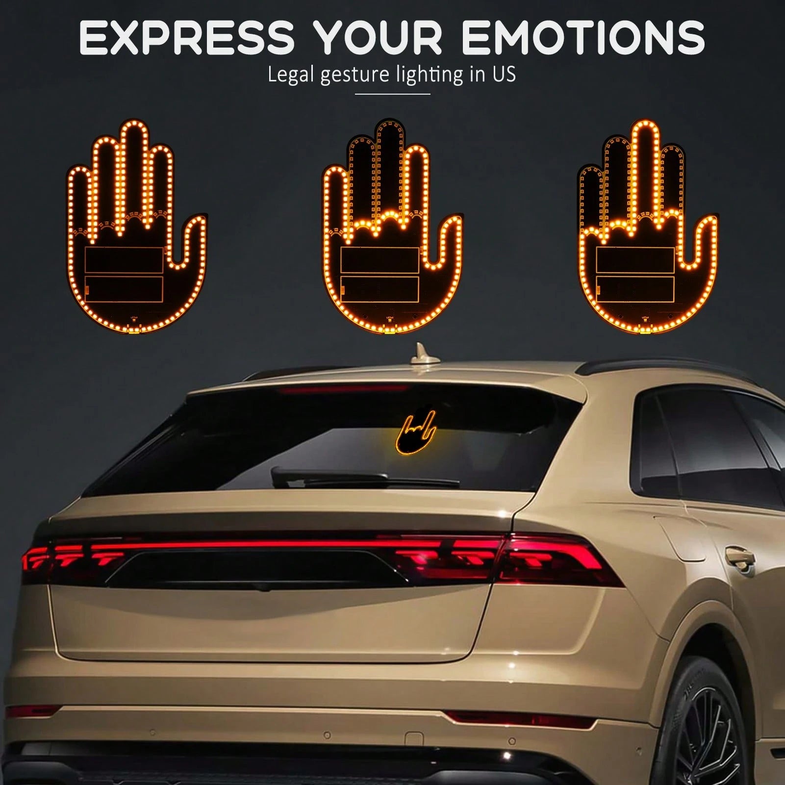 1PC-LED Gesture Light, Fun Car Decorative Light USB Interface, Adhesive Backing For Easy Installation Three Gesture Light Modes, Remote Control Operation-Car Accessories\Car\Car Accessories For Woman\