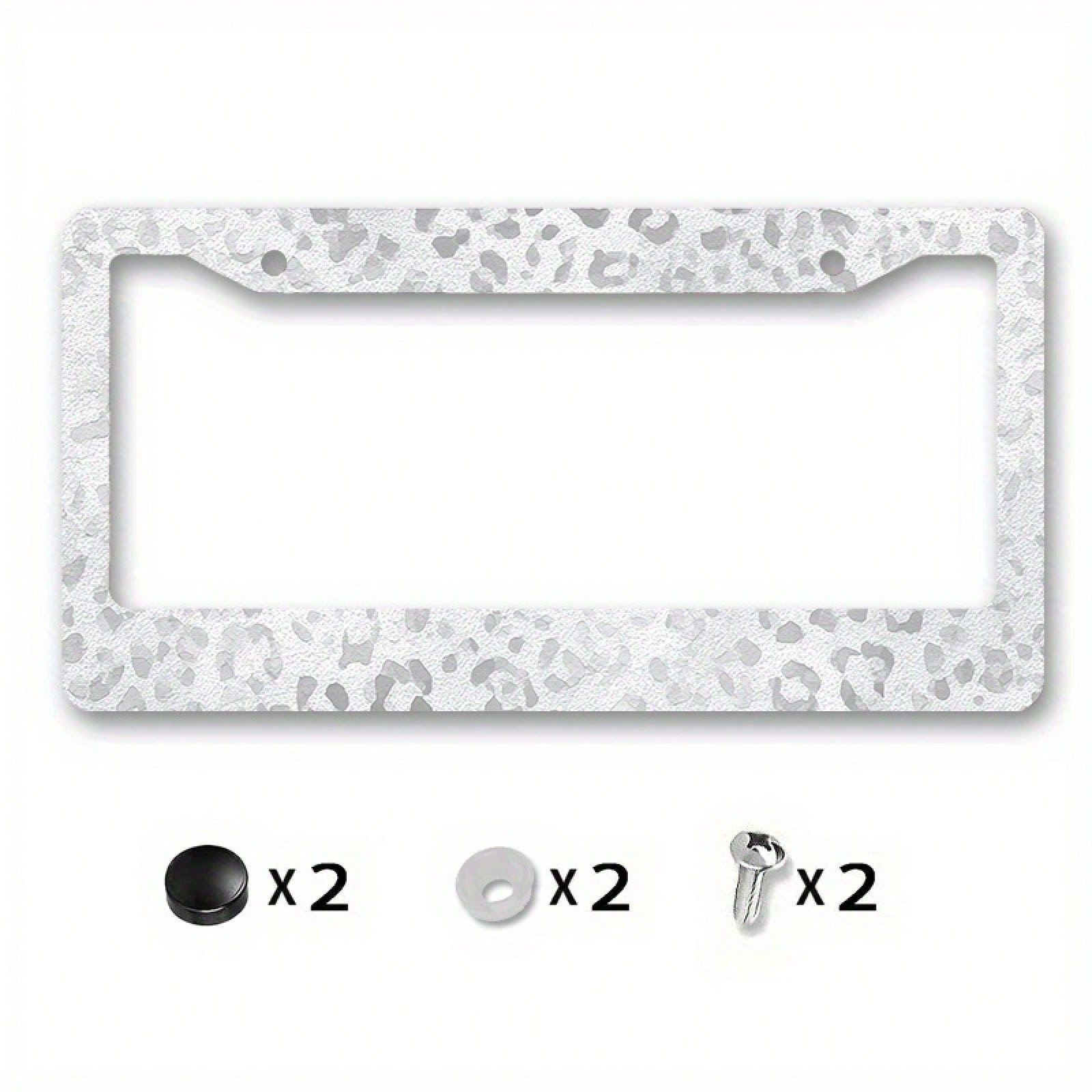 1pc Leopard Texture Metal License Plate Frame Cover 12x6in, Smooth Premium Material, Fashion Custom Auto Decor For Animal Lovers,Car Cover,Car Must Haves,Gifts,Car Decor,Car Acessesories>Essentials,Ca
