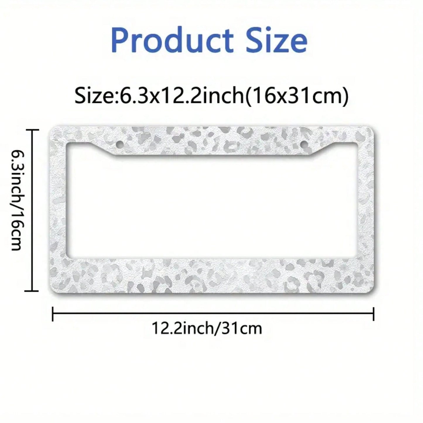 1pc Leopard Texture Metal License Plate Frame Cover 12x6in, Smooth Premium Material, Fashion Custom Auto Decor For Animal Lovers,Car Cover,Car Must Haves,Gifts,Car Decor,Car Acessesories>Essentials,Ca