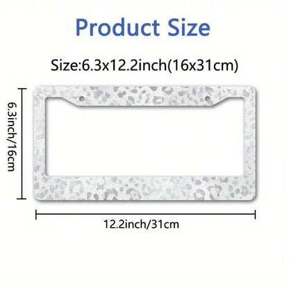 1pc Leopard Texture Metal License Plate Frame Cover 12x6in, Smooth Premium Material, Fashion Custom Auto Decor For Animal Lovers,Car Cover,Car Must Haves,Gifts,Car Decor,Car Acessesories>Essentials,Ca
