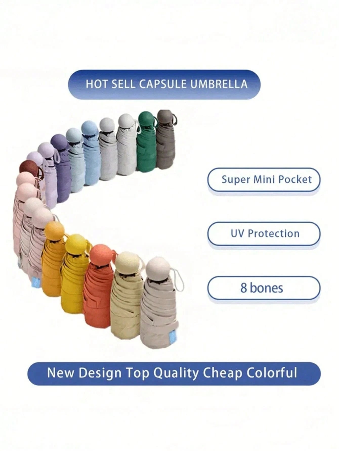 1pc Lightweight & Compact 6-Rib Umbrella, Designed For Women, Provides Rain And Sun Protection, Highly Portable
