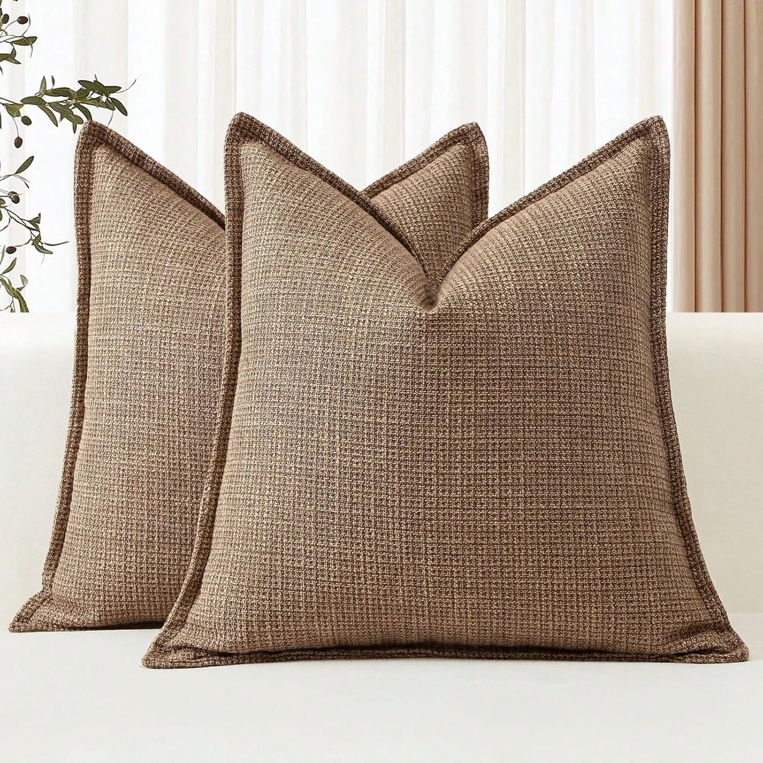 1pc Linen Solid Color Decorative Throw Pillow Cover, Suitable For Living Room Sofa, Bedroom, Office
