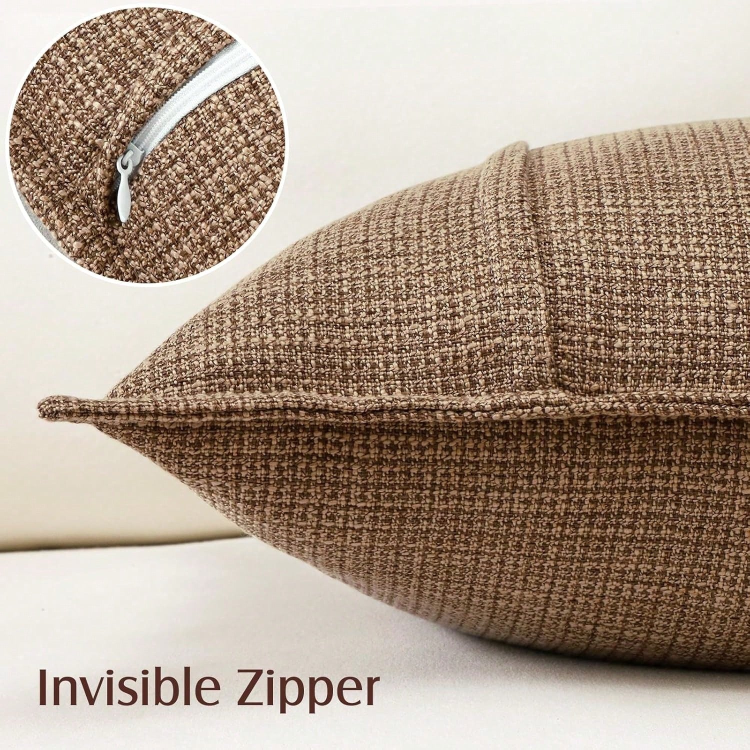 1pc Linen Solid Color Decorative Throw Pillow Cover, Suitable For Living Room Sofa, Bedroom, Office