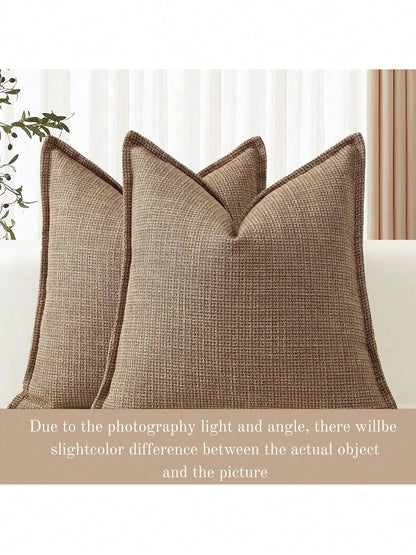1pc Linen Solid Color Decorative Throw Pillow Cover, Suitable For Living Room Sofa, Bedroom, Office