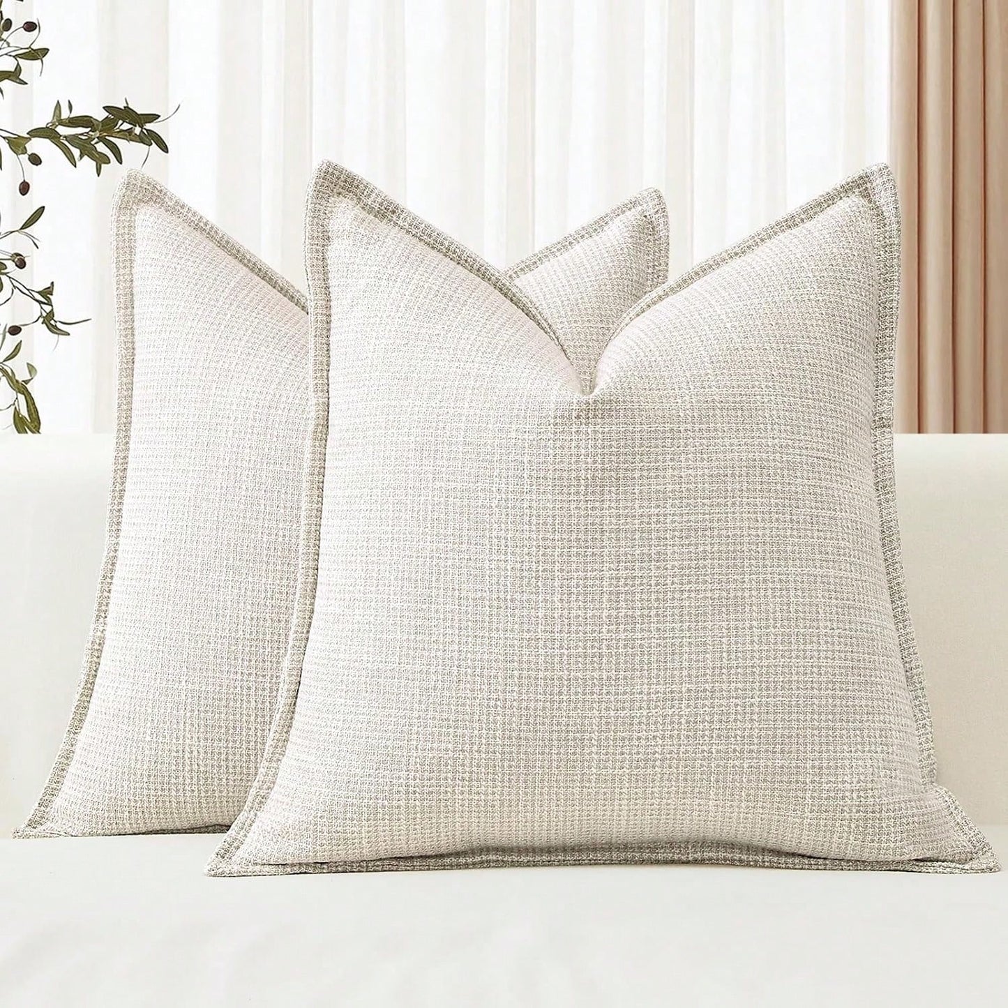 1pc Linen Solid Color Decorative Throw Pillow Cover, Suitable For Living Room Sofa, Bedroom, Office