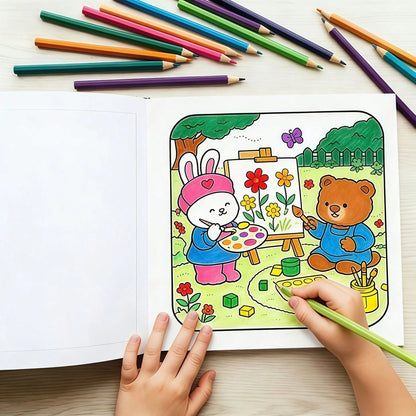 1pc "Little Mission: Bold And Simple Coloring Book", 24 Cute And Warm Coloring Pages, Children's Adorable Picture Book, Parent-Child Interactive Picture Book, Relaxing Creative Activity, First Choice