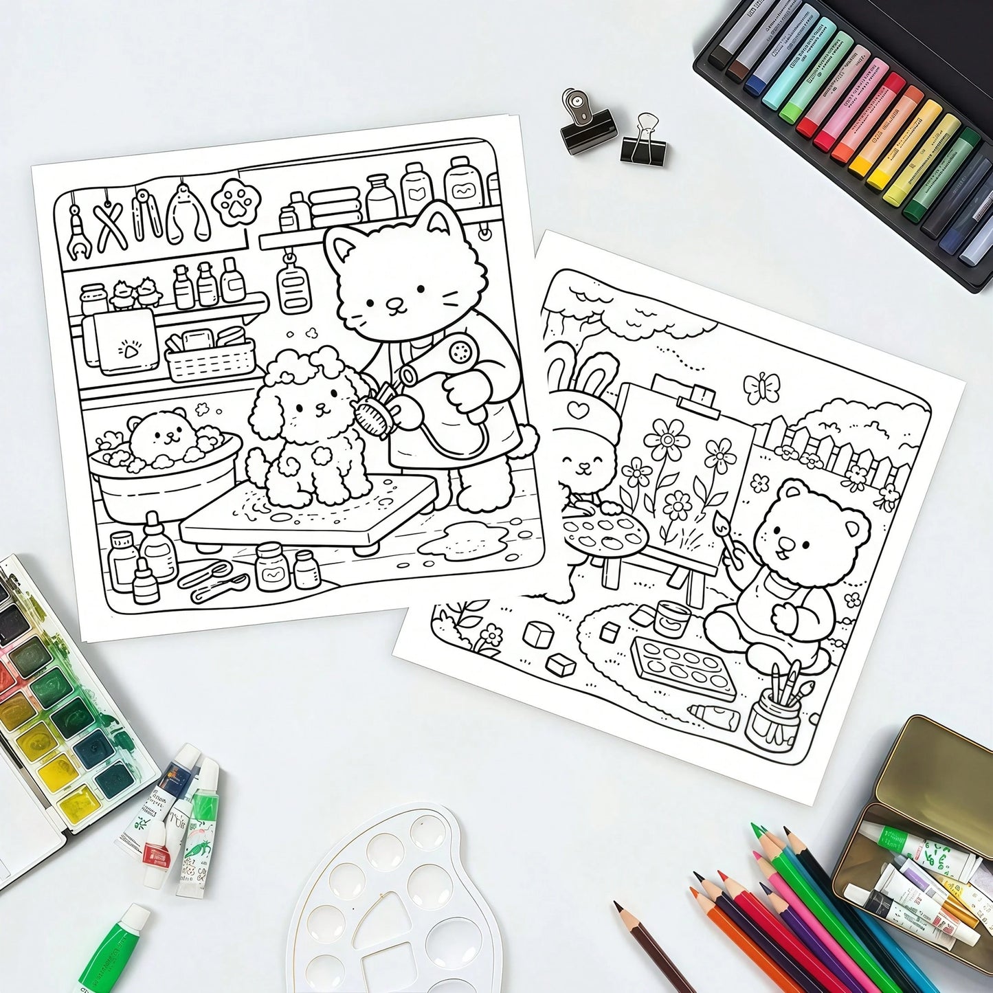 1pc "Little Mission: Bold And Simple Coloring Book", 24 Cute And Warm Coloring Pages, Children's Adorable Picture Book, Parent-Child Interactive Picture Book, Relaxing Creative Activity, First Choice