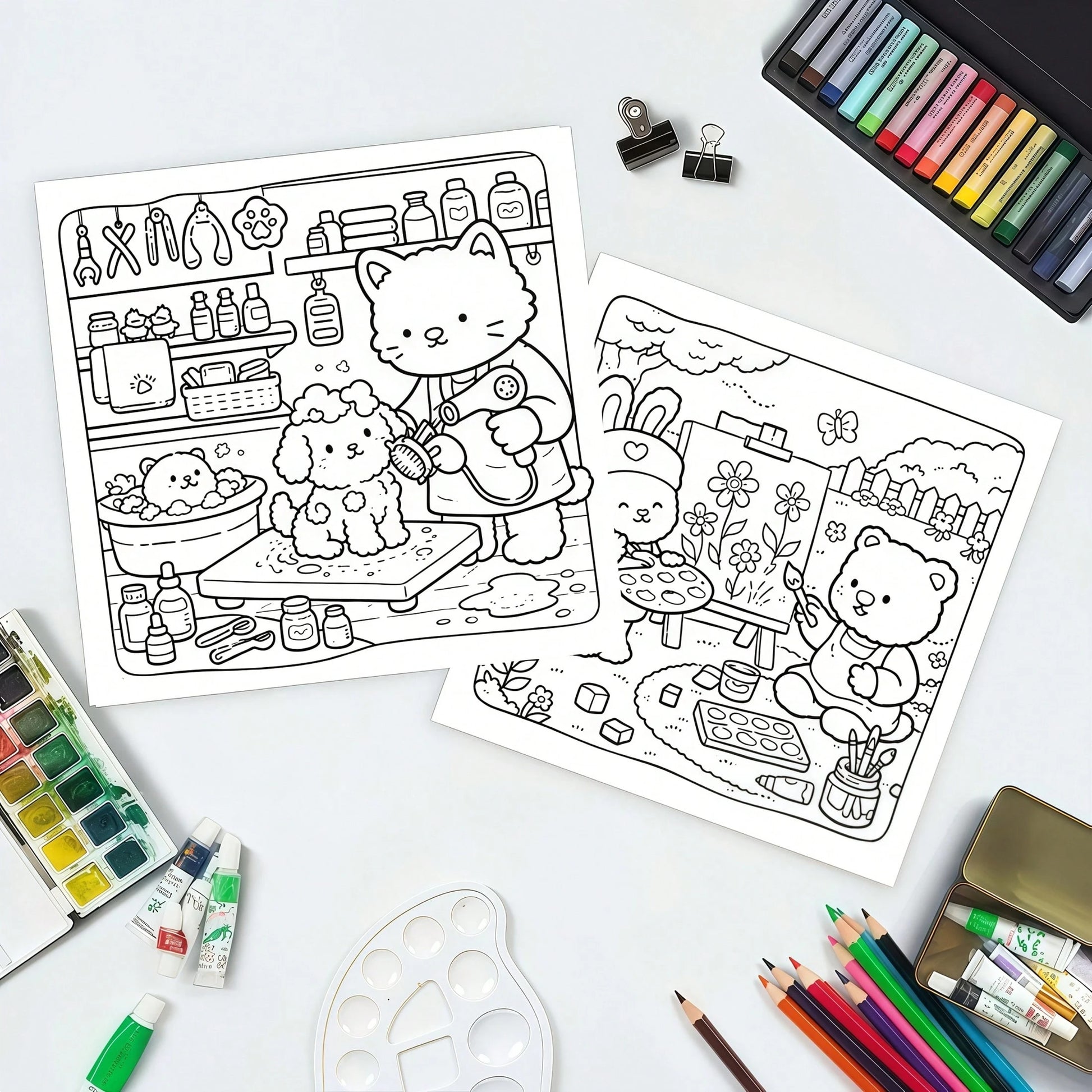 1pc "Little Mission: Bold And Simple Coloring Book", 24 Cute And Warm Coloring Pages, Children's Adorable Picture Book, Parent-Child Interactive Picture Book, Relaxing Creative Activity, First Choice