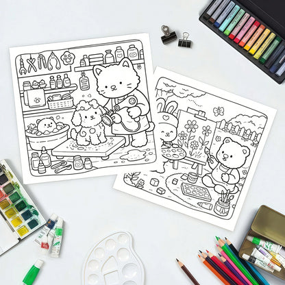 1pc "Little Mission: Bold And Simple Coloring Book", 24 Cute And Warm Coloring Pages, Children's Adorable Picture Book, Parent-Child Interactive Picture Book, Relaxing Creative Activity, First Choice