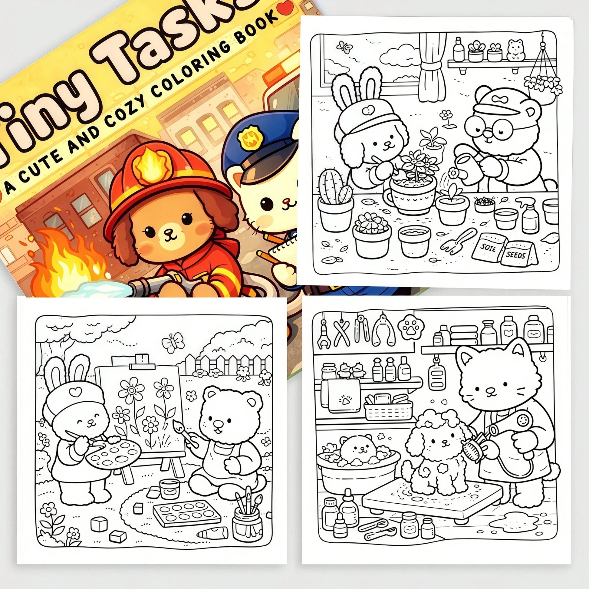 1pc "Little Mission: Bold And Simple Coloring Book", 24 Cute And Warm Coloring Pages, Children's Adorable Picture Book, Parent-Child Interactive Picture Book, Relaxing Creative Activity, First Choice