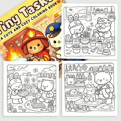 1pc "Little Mission: Bold And Simple Coloring Book", 24 Cute And Warm Coloring Pages, Children's Adorable Picture Book, Parent-Child Interactive Picture Book, Relaxing Creative Activity, First Choice