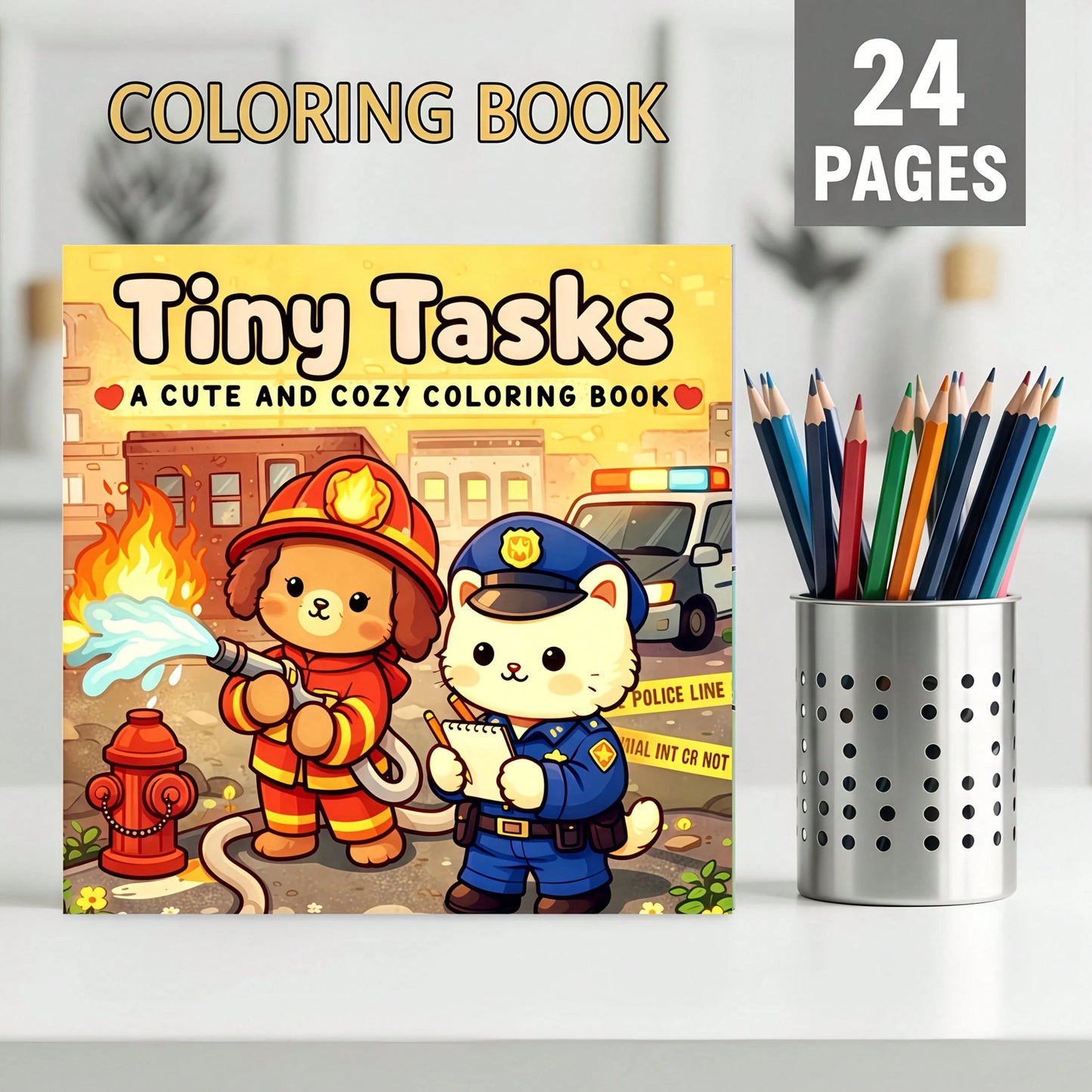 1pc "Little Mission: Bold And Simple Coloring Book", 24 Cute And Warm Coloring Pages, Children's Adorable Picture Book, Parent-Child Interactive Picture Book, Relaxing Creative Activity, First Choice