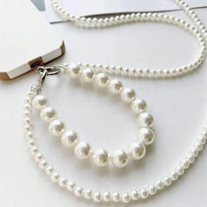 1pc Long Pearl Beaded Phone Lanyard, Popular Phone Case Hanging Chain, Crossbody Phone Chain, Halter, Anti-Drop Bag Chain, Camera Chain