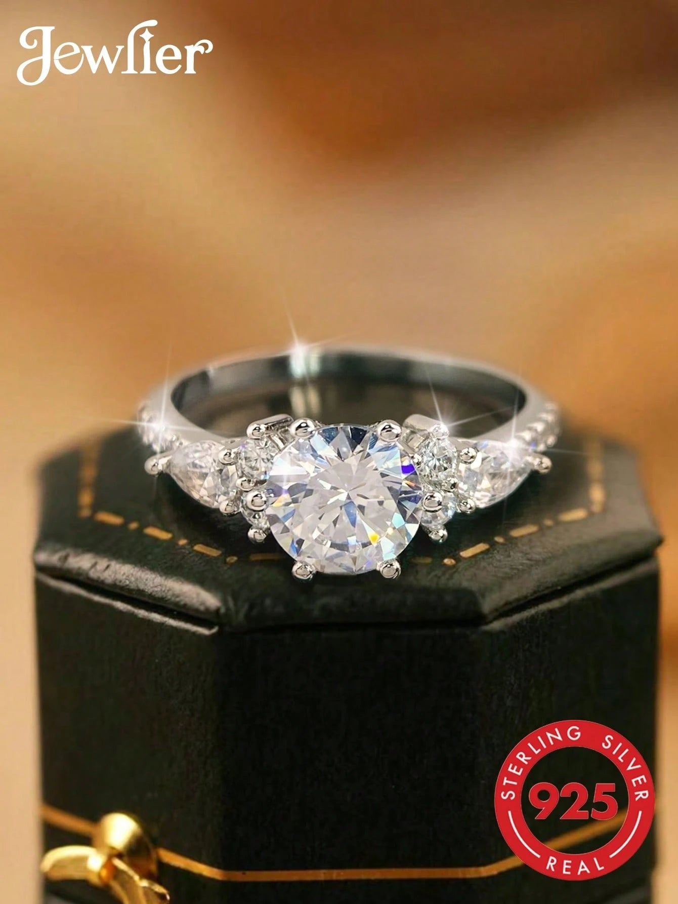 1pc Luxury Ring, Exquisite Women's Wedding Jewelry, S925 Sterling Silver Inlaid Glamorous Cubic Zirconia, Elegant Jewelry, Wedding Ring, Bridal Accessories, Engagement Ring, Promise Ring, Wedding Anni