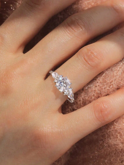 1pc Luxury Ring, Exquisite Women's Wedding Jewelry, S925 Sterling Silver Inlaid Glamorous Cubic Zirconia, Elegant Jewelry, Wedding Ring, Bridal Accessories, Engagement Ring, Promise Ring, Wedding Anni