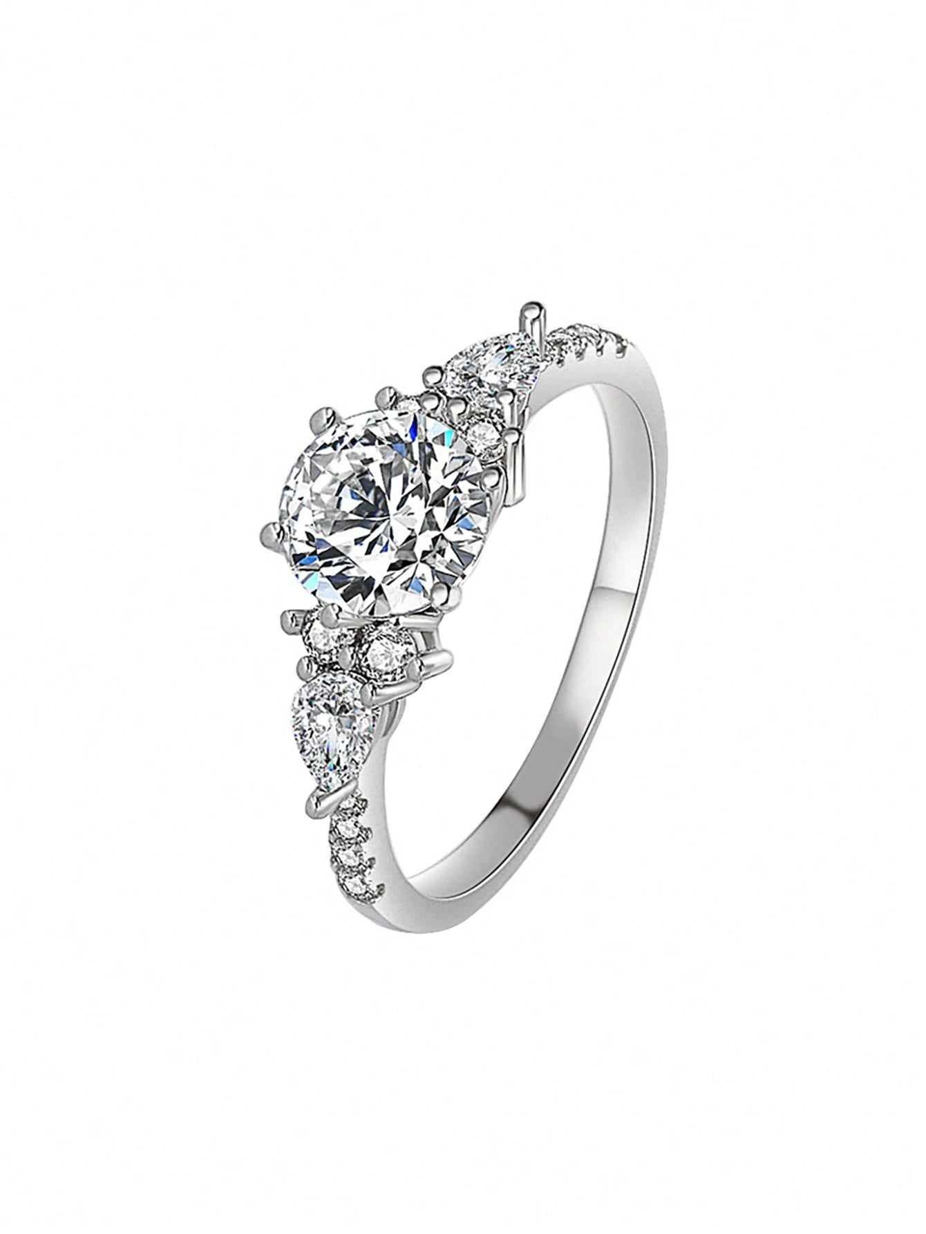 1pc Luxury Ring, Exquisite Women's Wedding Jewelry, S925 Sterling Silver Inlaid Glamorous Cubic Zirconia, Elegant Jewelry, Wedding Ring, Bridal Accessories, Engagement Ring, Promise Ring, Wedding Anni