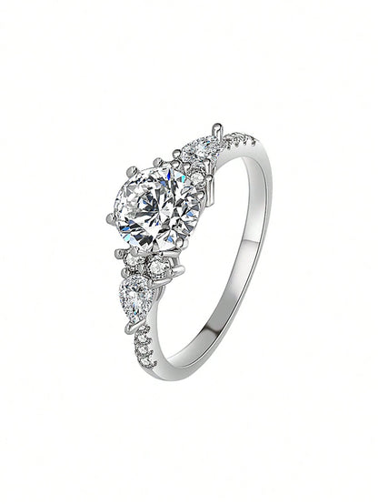 1pc Luxury Ring, Exquisite Women's Wedding Jewelry, S925 Sterling Silver Inlaid Glamorous Cubic Zirconia, Elegant Jewelry, Wedding Ring, Bridal Accessories, Engagement Ring, Promise Ring, Wedding Anni