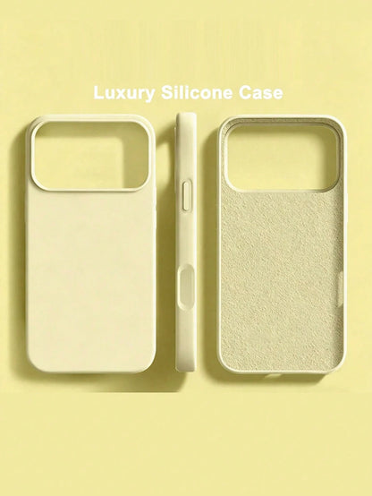 1pc Luxury Yellow Liquid Silicone Phone Case, Compatible With IPhone 17 Air 16 15 14 13 12 11 Pro Max Plus| Liquid Silicone| Ultra-Thin Shockproof Protective Case| Phone