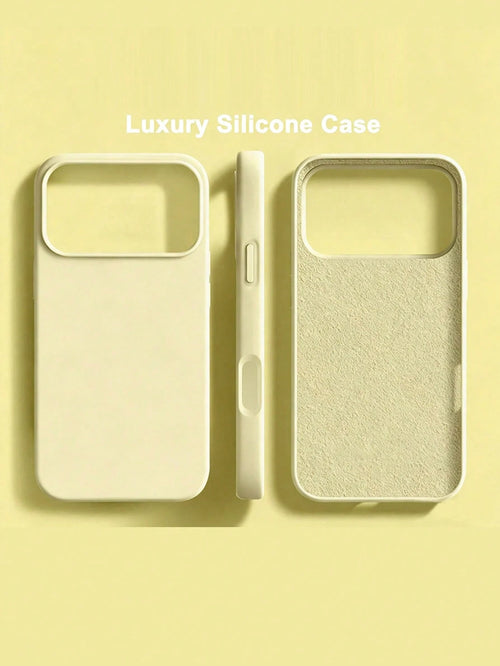 1pc Luxury Yellow Liquid Silicone Phone Case, Compatible With IPhone 17 Air 16 15 14 13 12 11 Pro Max Plus| Liquid Silicone| Ultra-Thin Shockproof Protective Case| Phone