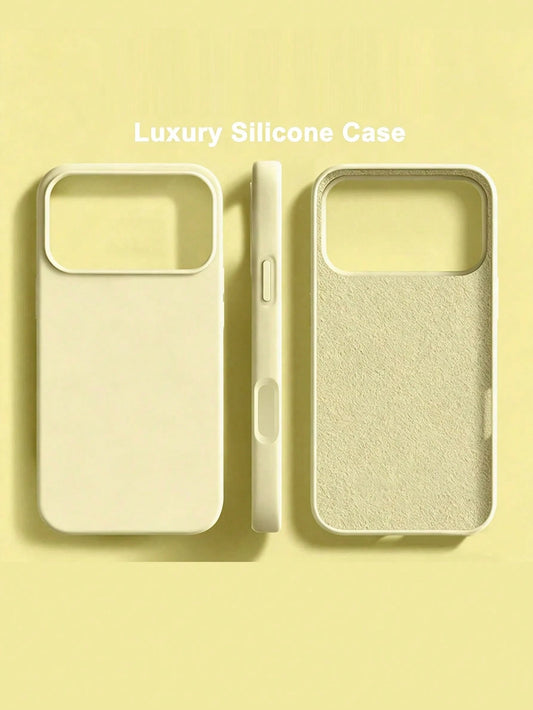 1pc Luxury Yellow Liquid Silicone Phone Case, Compatible With IPhone 17 Air 16 15 14 13 12 11 Pro Max Plus| Liquid Silicone| Ultra-Thin Shockproof Protective Case| Phone