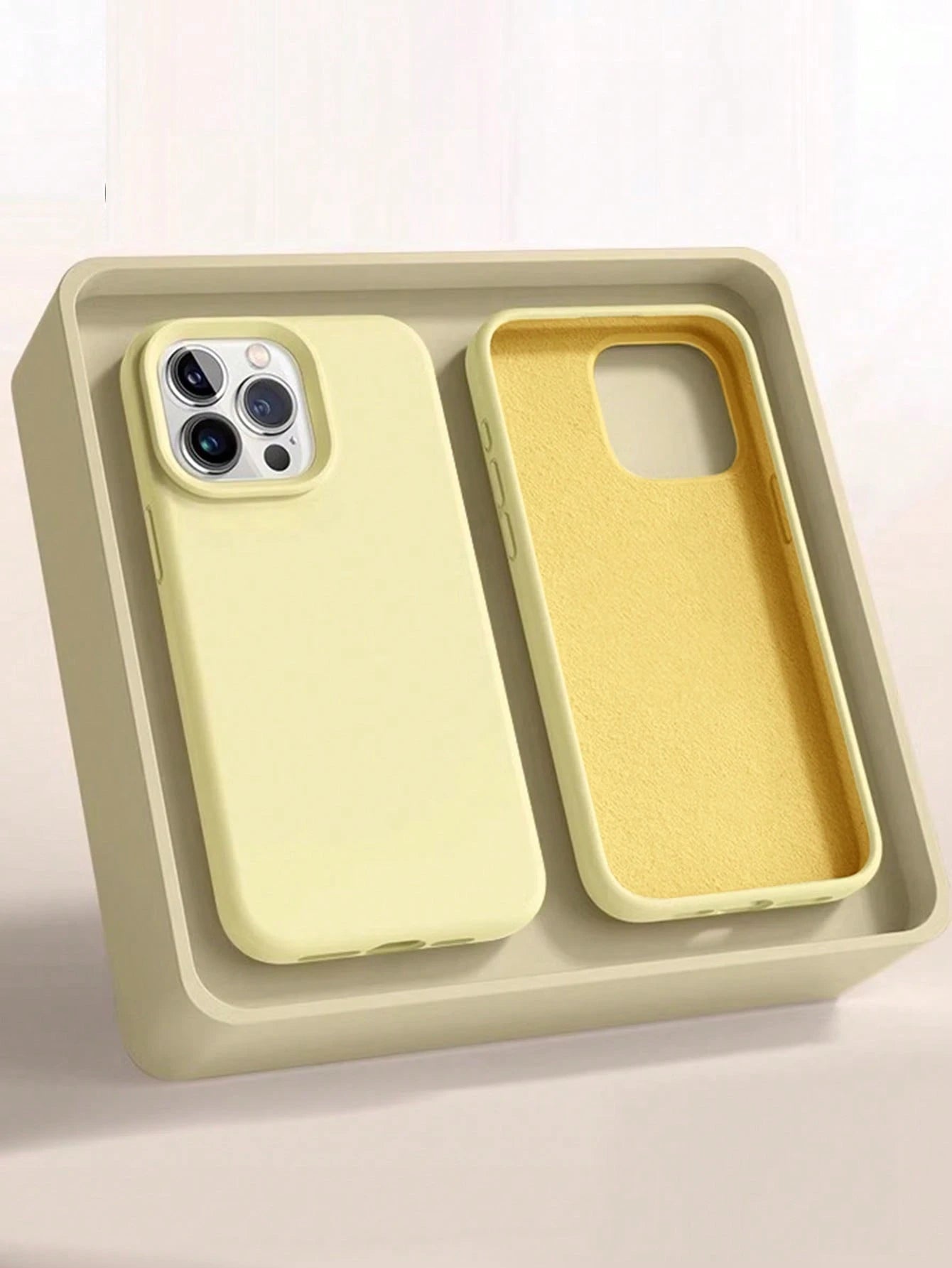 1pc Luxury Yellow Liquid Silicone Phone Case, Compatible With IPhone 17 Air 16 15 14 13 12 11 Pro Max Plus| Liquid Silicone| Ultra-Thin Shockproof Protective Case| Phone
