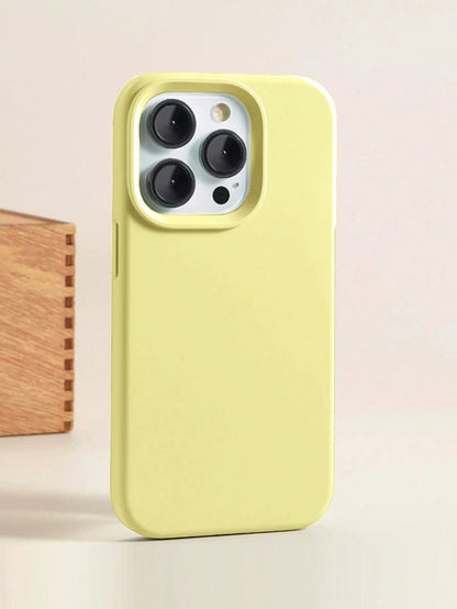1pc Luxury Yellow Liquid Silicone Phone Case, Compatible With IPhone 17 Air 16 15 14 13 12 11 Pro Max Plus| Liquid Silicone| Ultra-Thin Shockproof Protective Case| Phone