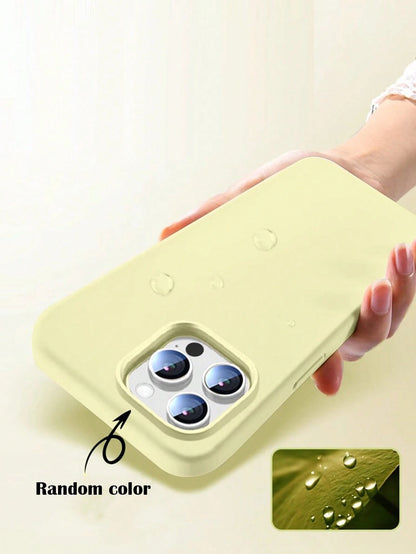 1pc Luxury Yellow Liquid Silicone Phone Case, Compatible With IPhone 17 Air 16 15 14 13 12 11 Pro Max Plus| Liquid Silicone| Ultra-Thin Shockproof Protective Case| Phone