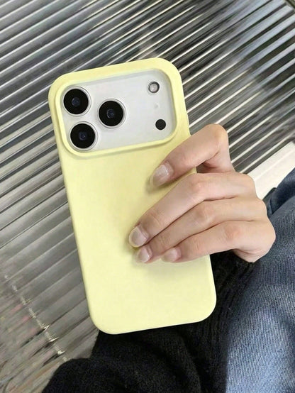 1pc Luxury Yellow Liquid Silicone Phone Case, Compatible With IPhone 17 Air 16 15 14 13 12 11 Pro Max Plus| Liquid Silicone| Ultra-Thin Shockproof Protective Case| Phone