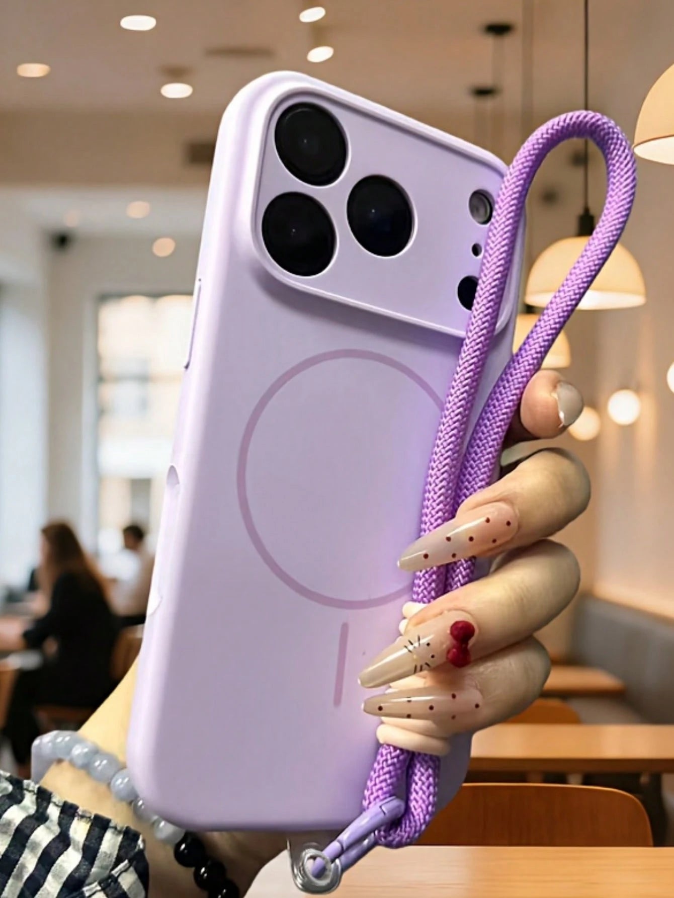 1pc Matte Liquid Silicone Minimalist Magnetic Phone Case + Short Lanyard Strap, Compatible With IPhone 17 Air 16 15 14 13 12 Pro Max Plus, Wireless Charging Soft Silicone Back Cover