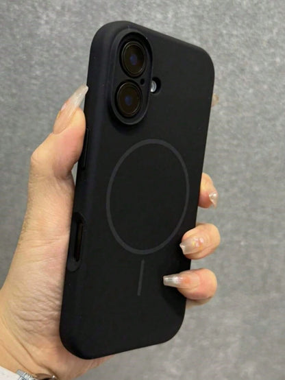 1pc Matte Liquid Silicone Minimalist Magnetic Phone Case, Compatible With IPhone 16/15/14/13/12 Pro Max Plus, Supports Wireless Charging, Soft Silicone Back Cover