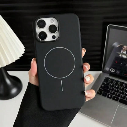 1pc Matte Liquid Silicone Minimalist Magnetic Phone Case, Compatible With IPhone 16/15/14/13/12 Pro Max Plus, Supports Wireless Charging, Soft Silicone Back Cover