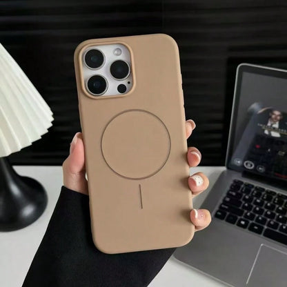 1pc Matte Liquid Silicone Minimalist Magnetic Phone Case, Compatible With IPhone 16/15/14/13/12 Pro Max Plus, Supports Wireless Charging, Soft Silicone Back Cover