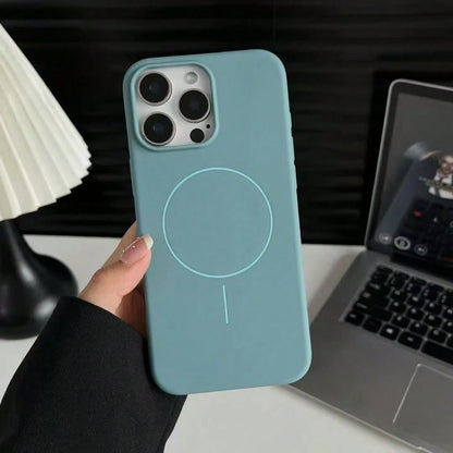 1pc Matte Liquid Silicone Minimalist Magnetic Phone Case, Compatible With IPhone 16/15/14/13/12 Pro Max Plus, Supports Wireless Charging, Soft Silicone Back Cover