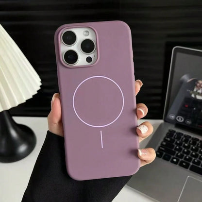1pc Matte Liquid Silicone Minimalist Magnetic Phone Case, Compatible With IPhone 16/15/14/13/12 Pro Max Plus, Supports Wireless Charging, Soft Silicone Back Cover