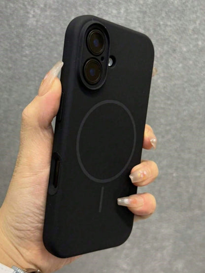 1pc Matte Liquid Silicone Minimalist Magnetic Phone Case, Compatible With IPhone 16/15/14/13/12 Pro Max Plus, Supports Wireless Charging, Soft Silicone Back Cover