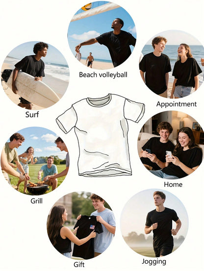 1pc Men's Chess King Print Black TShirt, Crew Neck, Casual Cotton Tee Medium Stretch Knit Fabric, Men's Regular Fit, Size