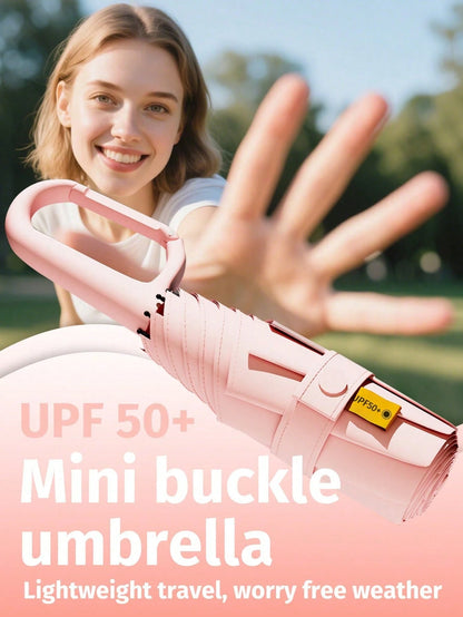 1pc Mini Folding Umbrella, Pocket-Sized Waterproof Portable Travel Umbrella, Mini Travel Umbrella, Women's Travel Essential, Mini Travel Accessory Set