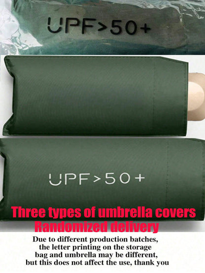 1pc Mini Travel Umbrella, Foldable Umbrella, Outdoor Portable Sunshade Umbrella, UV Protection Sunshade Umbrella With Carrying Bag, Sunscreen Product, 6 Ribs + Thickened Black Waterproof Coating, Esse