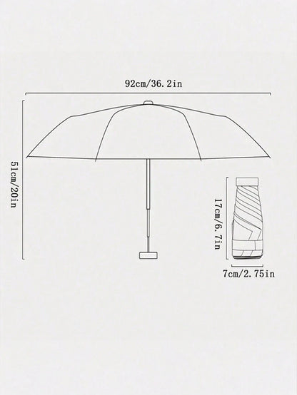 1pc Mini Travel Umbrella, Foldable Umbrella, Outdoor Portable Sunshade Umbrella, UV Protection Sunshade Umbrella With Carrying Bag, Sunscreen Product, 6 Ribs + Thickened Black Waterproof Coating, Esse