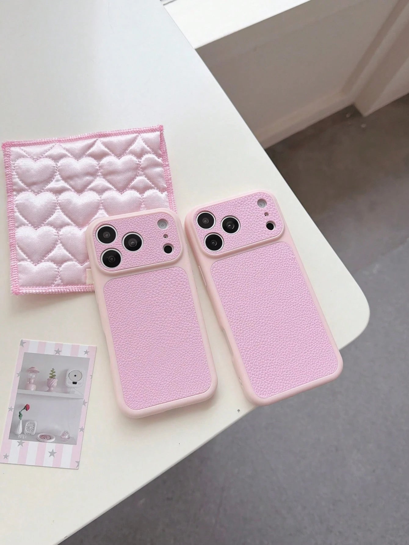 1pc Minimalist Retro Light Pink Lychee Texture Solid Color Large Window Camera Full Coverage Shockproof Soft Case Compatible With IPhone17/17Air/17Pro/17Promax, IPhone16/16Plus/16Pro/16Promax, IPhone1