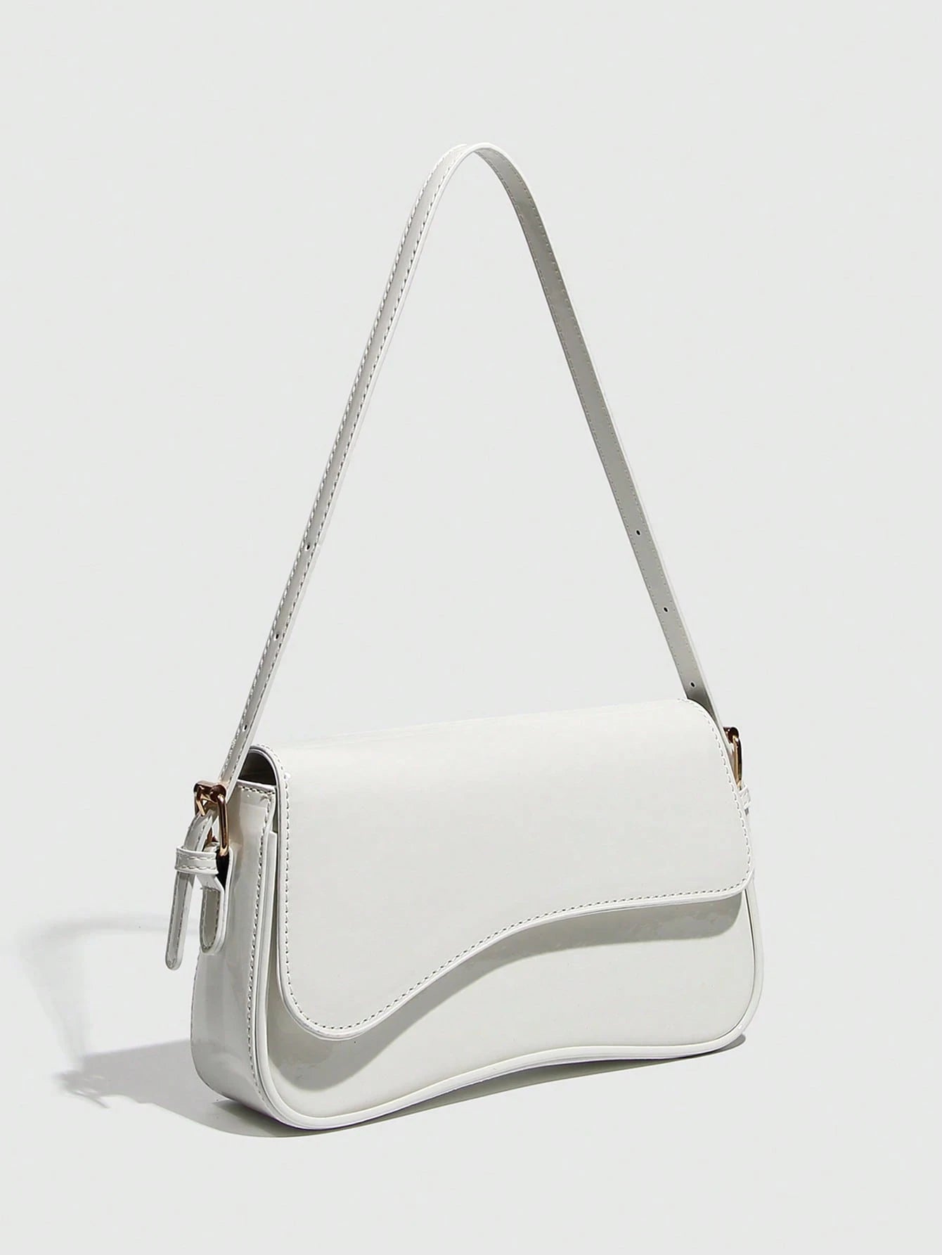 1pc Minimalist Women's White Square Bag, Patent Leather Shoulder Bag, Suitable For Commuting, Shoulder/Hand Carry, Fashion Cherry Decoration, Suitable For Dating, Outing, Party, Valentine's Day. Fashi