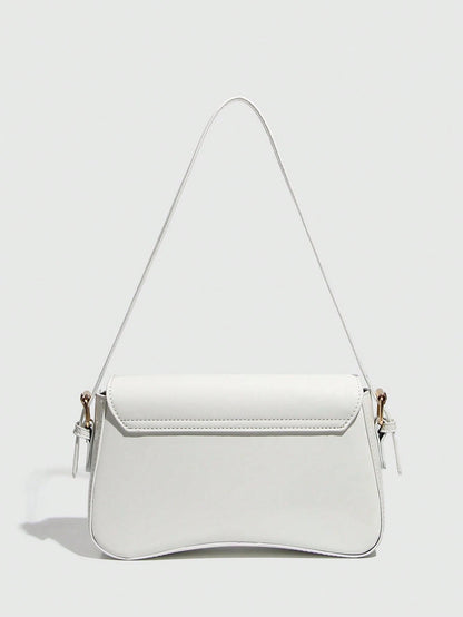 1pc Minimalist Women's White Square Bag, Patent Leather Shoulder Bag, Suitable For Commuting, Shoulder/Hand Carry, Fashion Cherry Decoration, Suitable For Dating, Outing, Party, Valentine's Day. Fashi