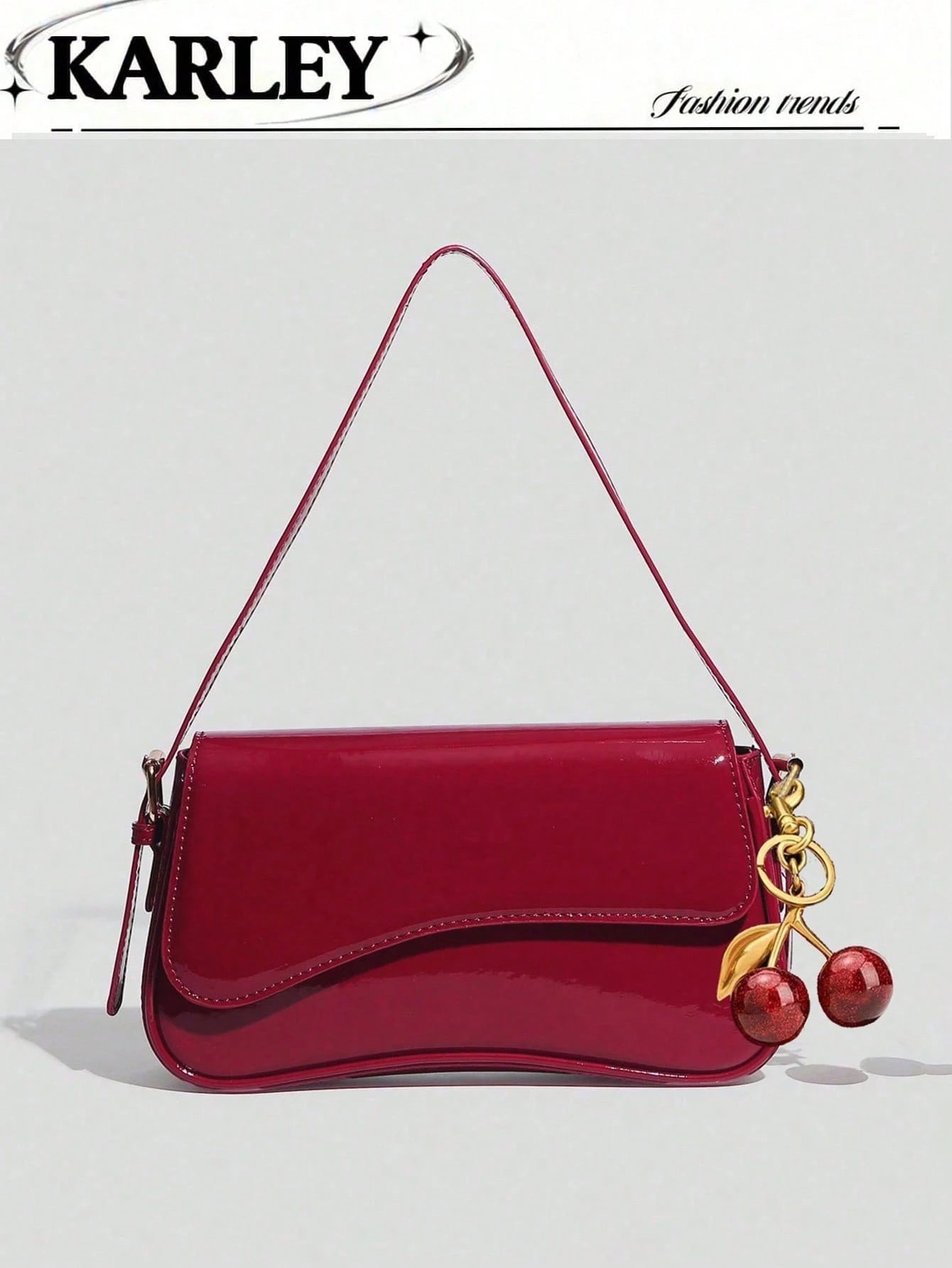 1pc Minimalist Women's White Square Bag, Patent Leather Shoulder Bag, Suitable For Commuting, Shoulder/Hand Carry, Fashion Cherry Decoration, Suitable For Dating, Outing, Party, Valentine's Day. Fashi