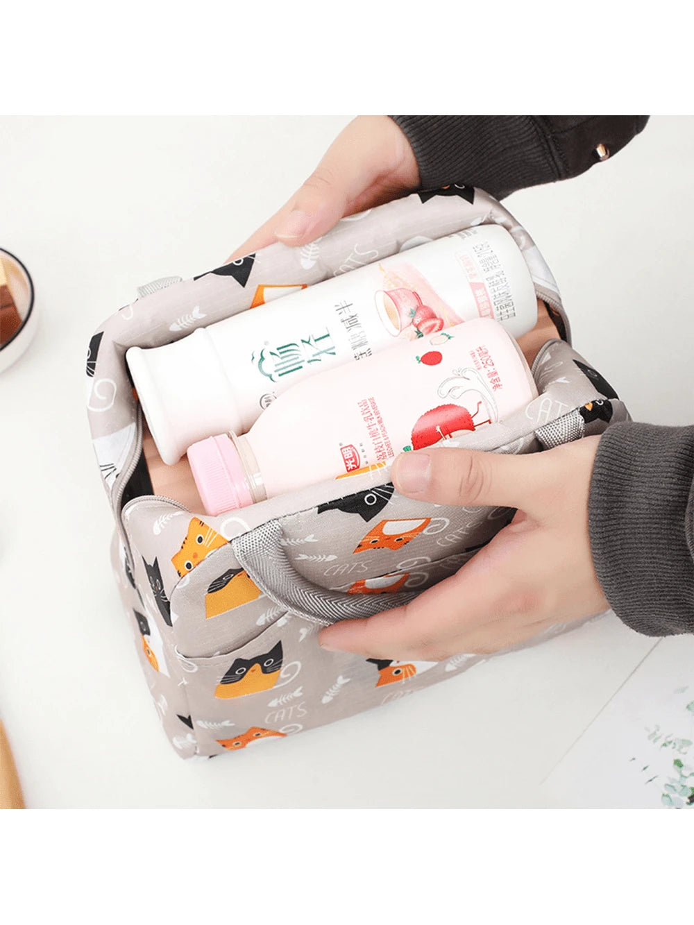 1pc Mom & Baby Insulated Bottle Bag, Lunch Tote Cooler Bag With Handles
