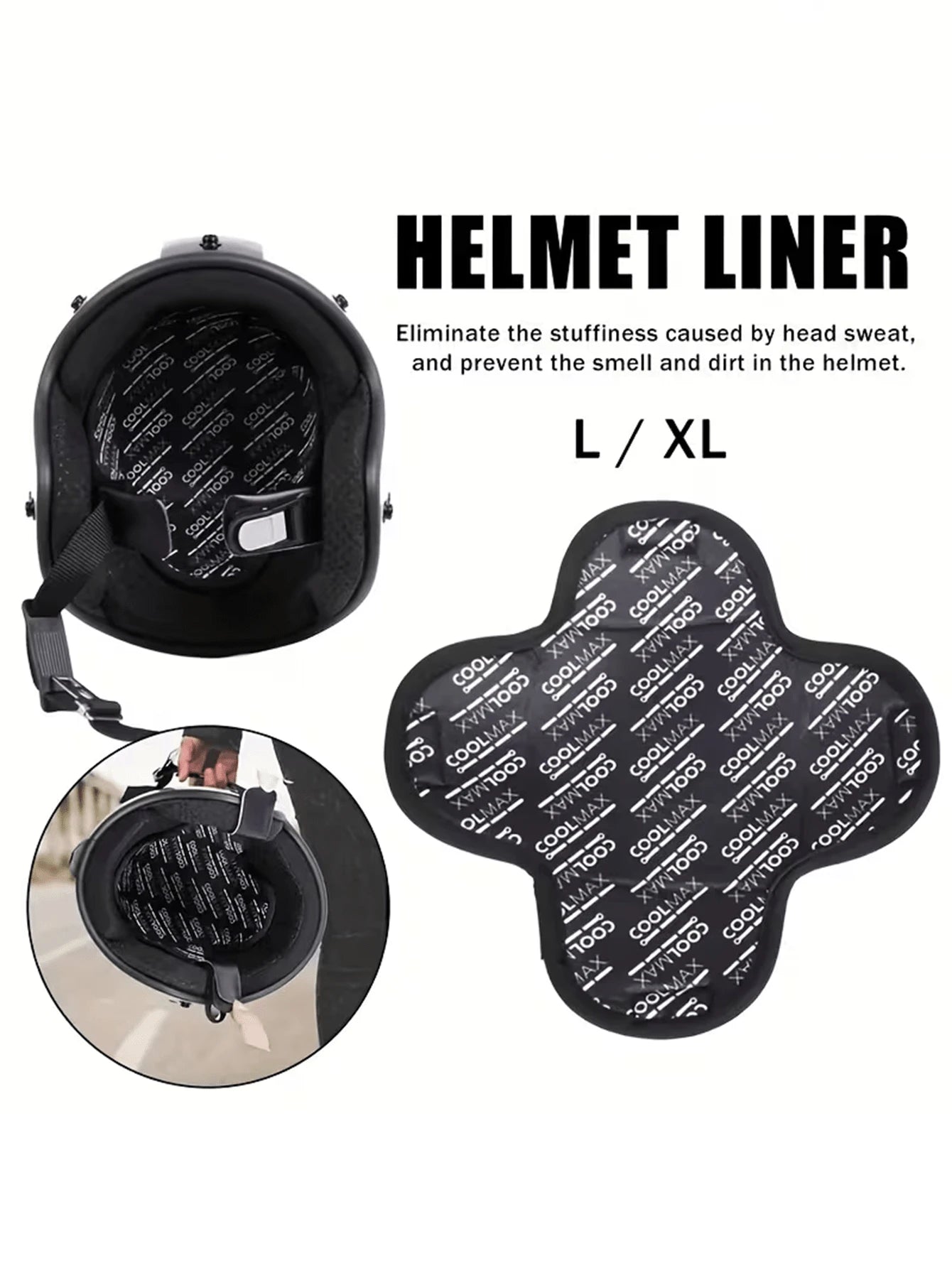 1pc Motorcycle Helmet Liner, Sweat-Absorbent Helmet Padding, Breathable Quick-Dry Removable Helmet Lining, Detachable Hook And Loop Design, Helmet Padding