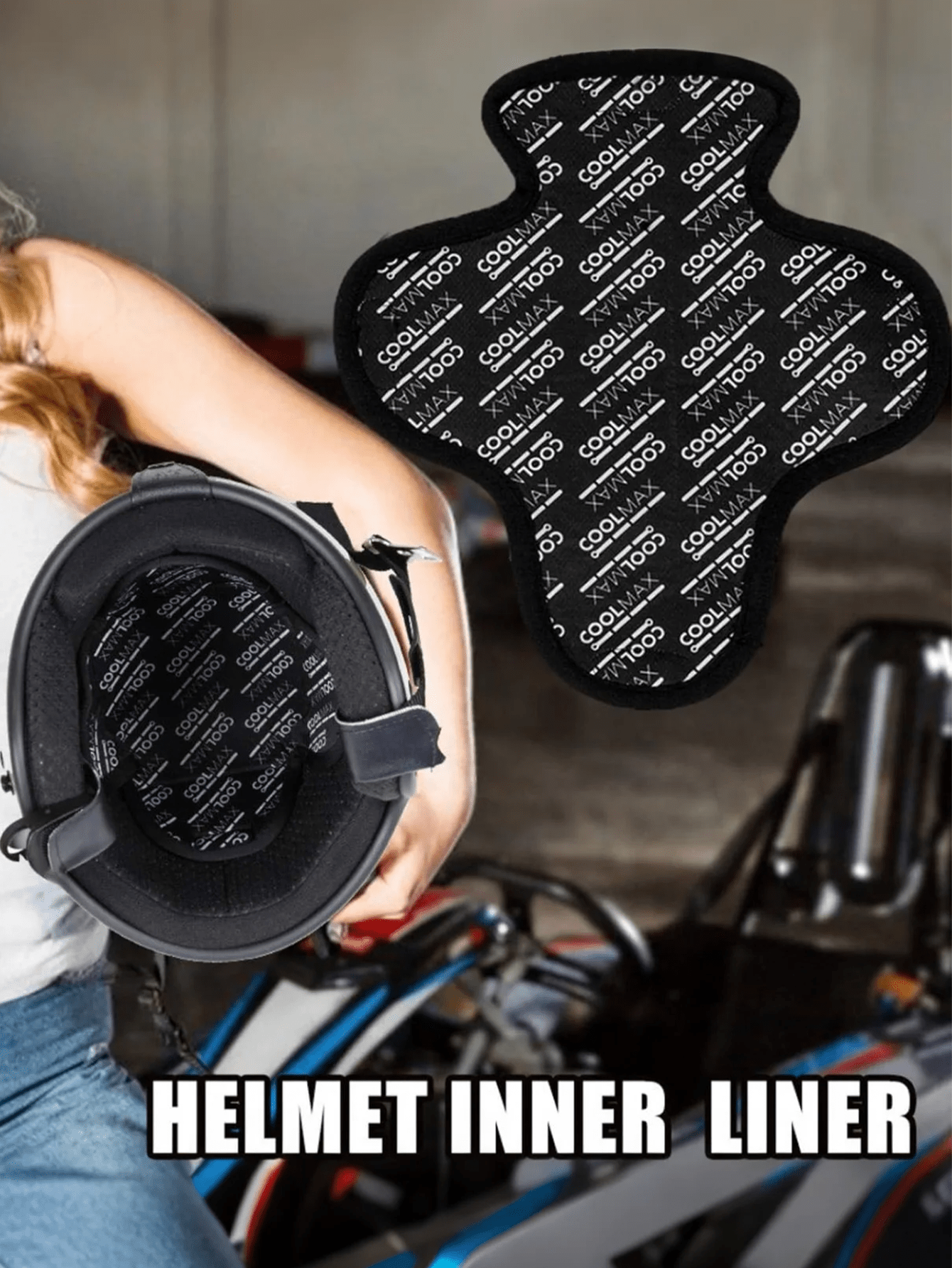 1pc Motorcycle Helmet Liner, Sweat-Absorbent Helmet Padding, Breathable Quick-Dry Removable Helmet Lining, Detachable Hook And Loop Design, Helmet Padding