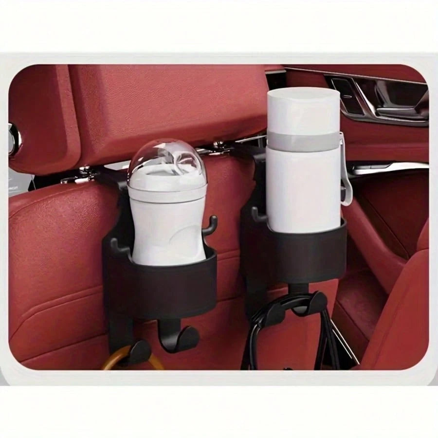 1pc Multi-Function Car Storage Bag With Hook, Cup Holder And Storage Box- Durable PP Material, Suitable For Seat Back, Can Hold Drinks And Phone. Car Hook, Hook Storage Box, Phone Holder, Universal A