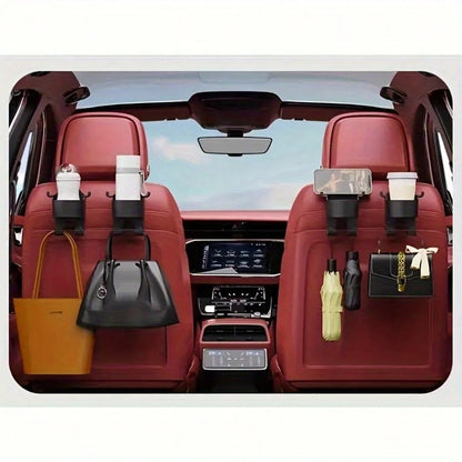 1pc Multi-Function Car Storage Bag With Hook, Cup Holder And Storage Box- Durable PP Material, Suitable For Seat Back, Can Hold Drinks And Phone. Car Hook, Hook Storage Box, Phone Holder, Universal A